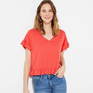 LOFT Vivid Orange Flutter Statement Tee Size M